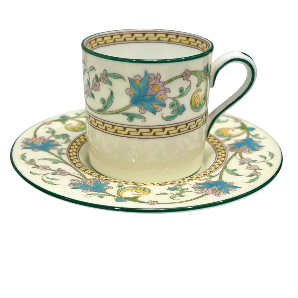 WEDGWOOD SHAH BONE CHINA: CUPS & SAUCERS, TRAY, COFFEE POT, SUGAR BOWL & CREAMER